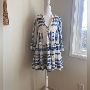 Blue Embroidered Dress/Beach Cover Up